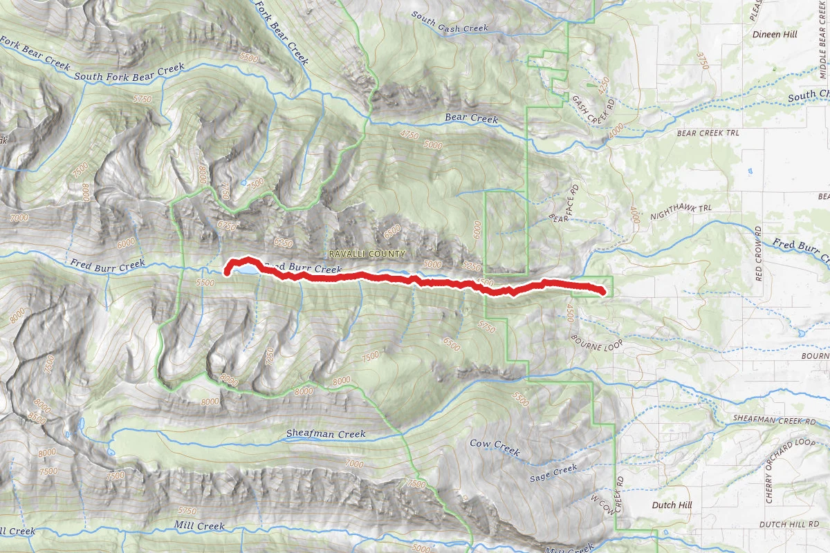 Fred Burr Reservoir route map