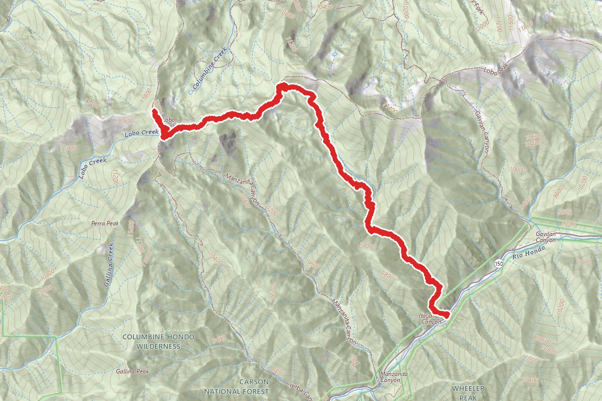Lobo Peak Via Italianos Canyon Trail