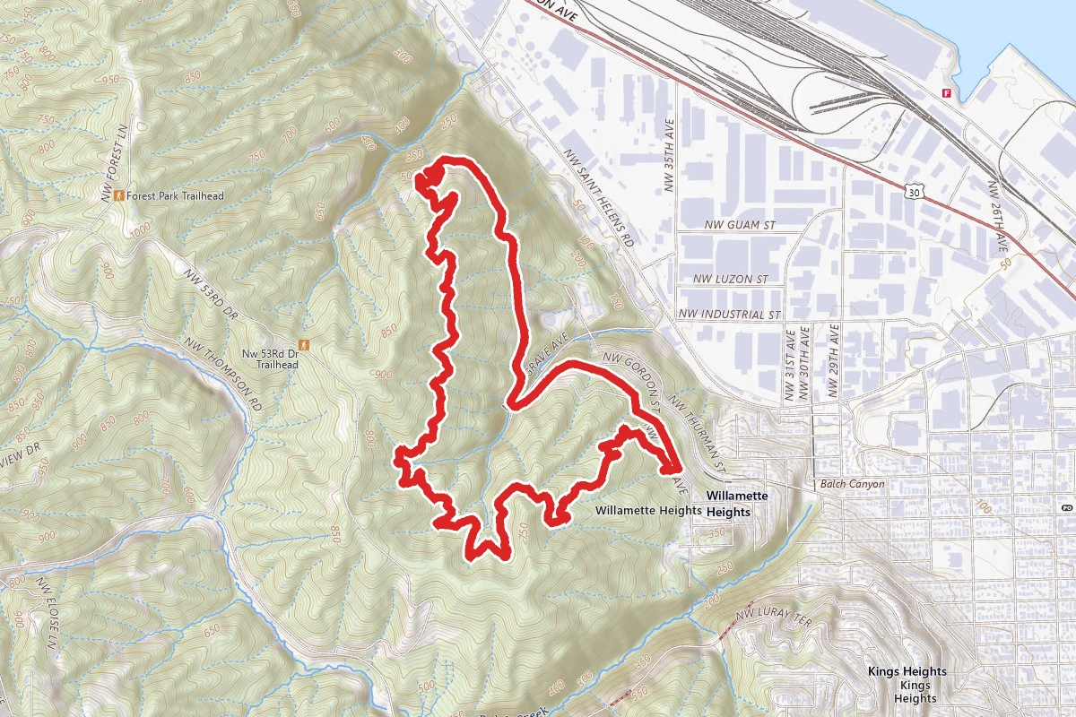 NW Leif Erickson, Dogwood, Wildwood, and Aspen Trail Loop