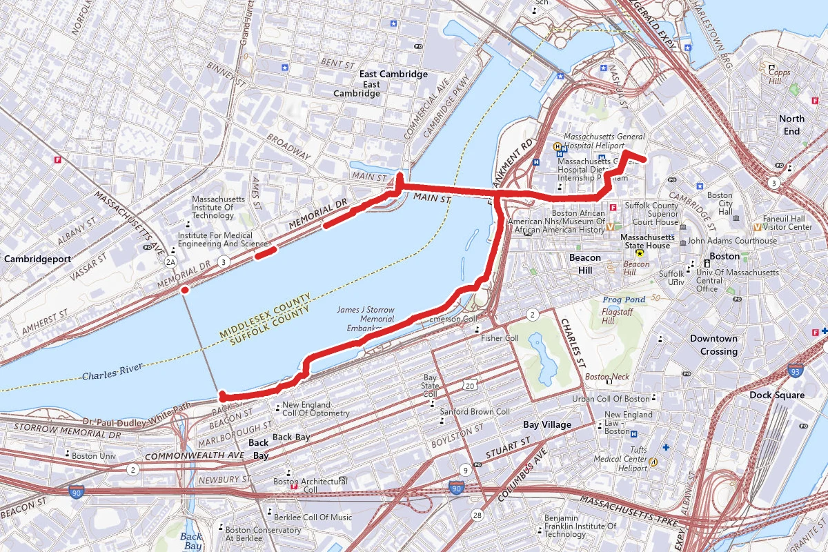 Charles River Short Bike Loop Trail