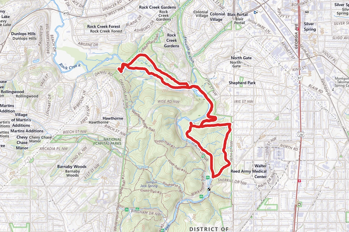 Valley Trail, Holly Trail, Pine Trail, Muddy Trail