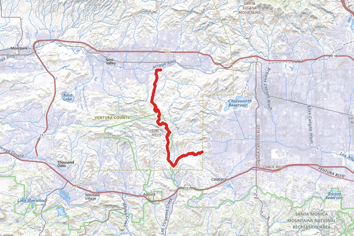 Victory Trailhead to Simi Valley via Simi Hills