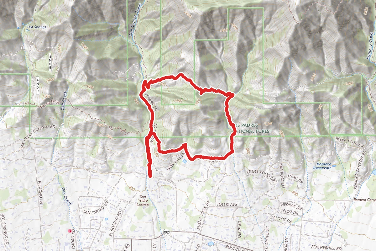 San Ysidro Creek, Catway Trail, and Buena Vista Trail Loop