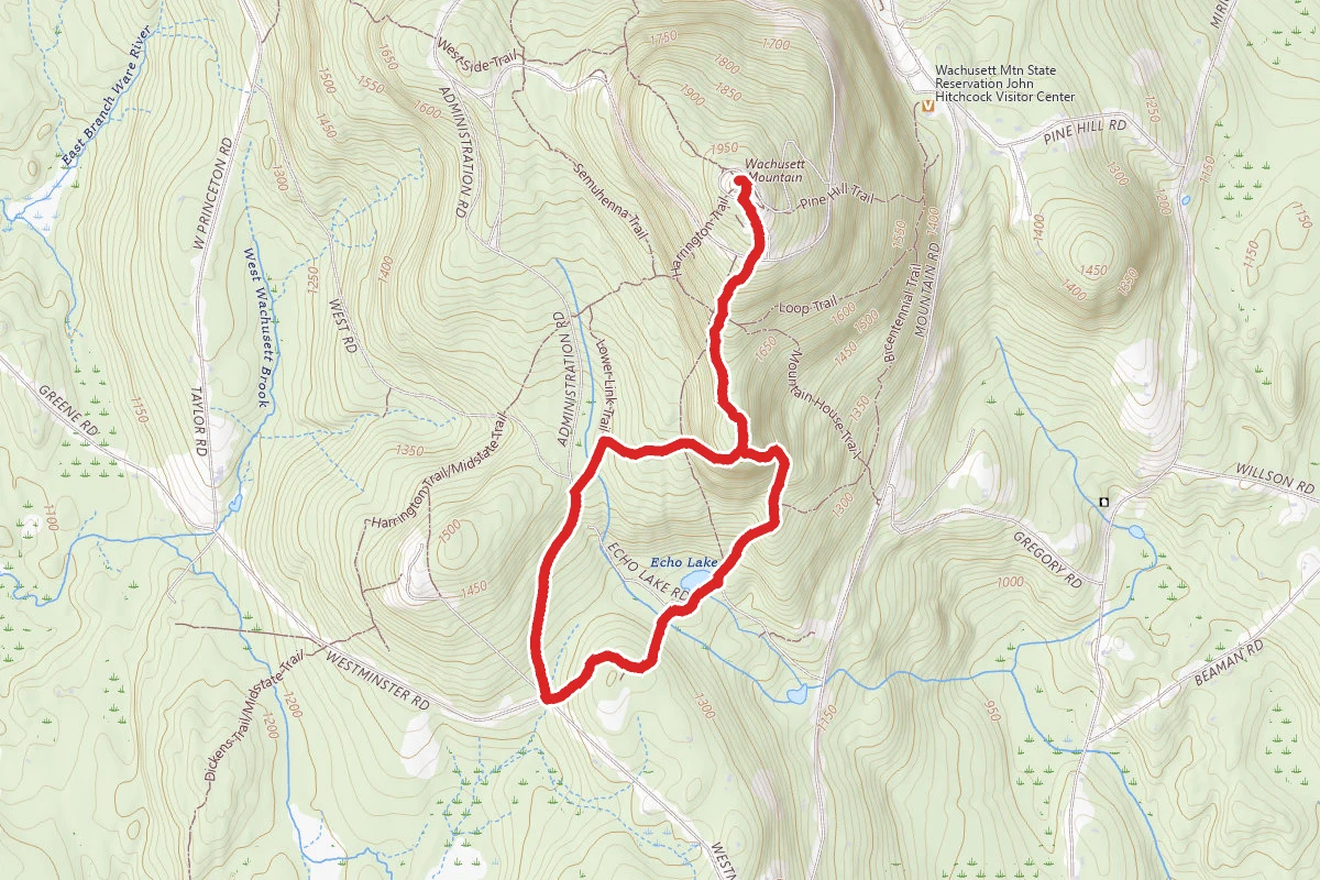 Wachusett Mountain via Echo Lake and Jack Frost Trails