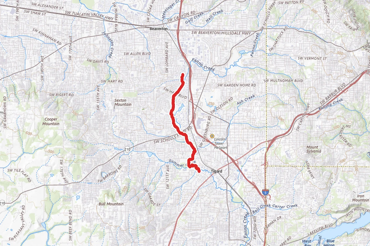 Fanno Creek Trail from Fanno Creek Park to Woodland Park