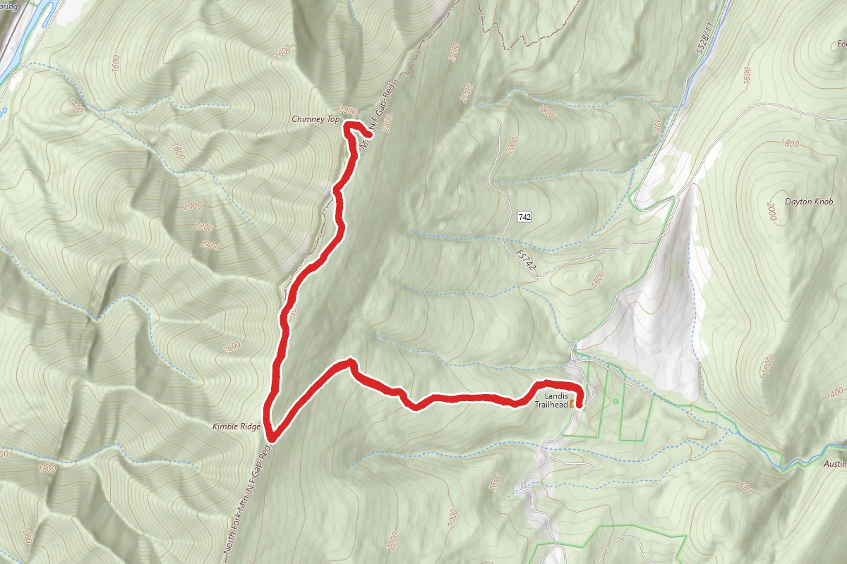 Chimney Top via Landis and North Fork Mountain Trails