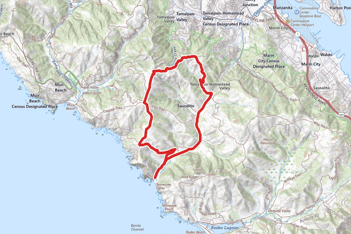 Tennessee Valley, Coastal, Coyote Ridge and Miwok Loop