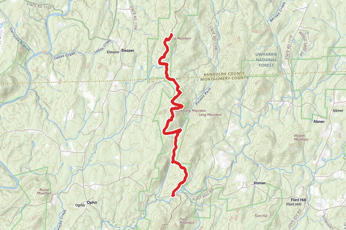 Uwharrie Trail from Jumping off Rock
