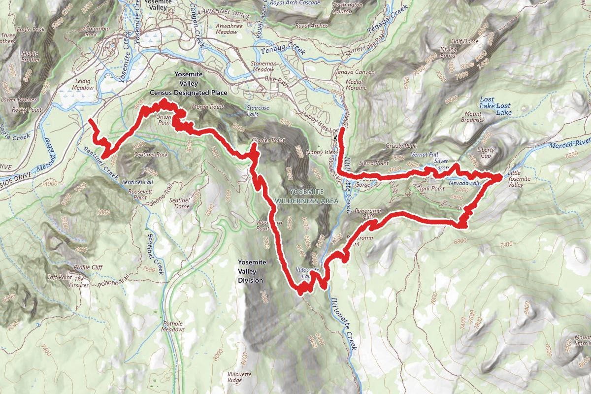 Four Mile Trail to Panorama Trail to Mist Trail