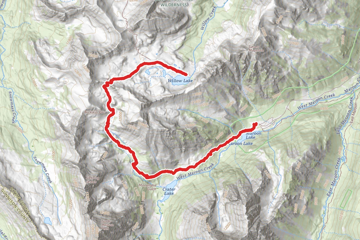 Maroon-Snowmass Trail to Willow Lake