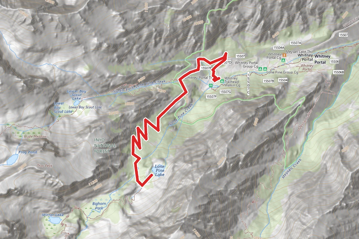 Mount Whitney Portal to Lone Pine Lake
