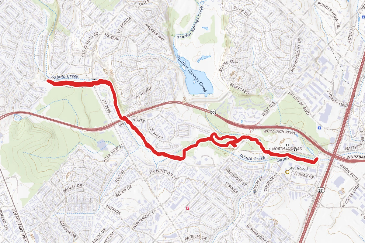 Salado Greenway from Hardberger Park