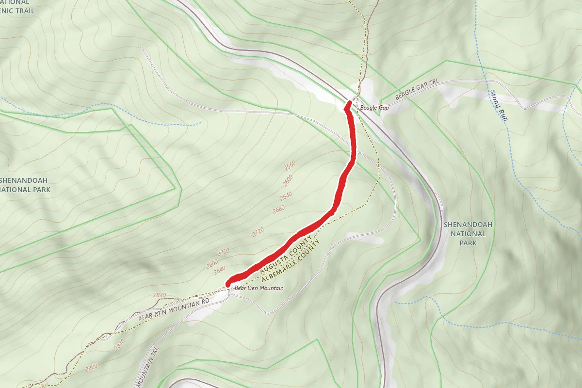 Bear Den Mountain route map