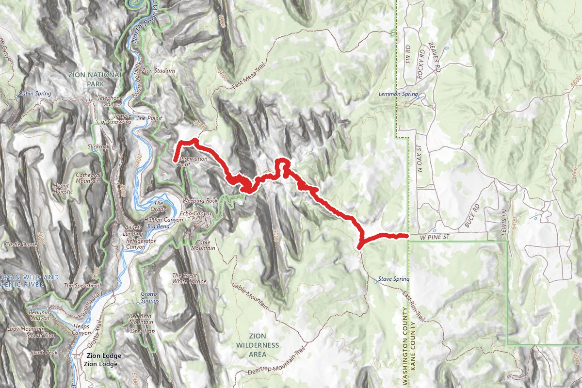 East Mesa to Observation Point via Stave Spring Trail