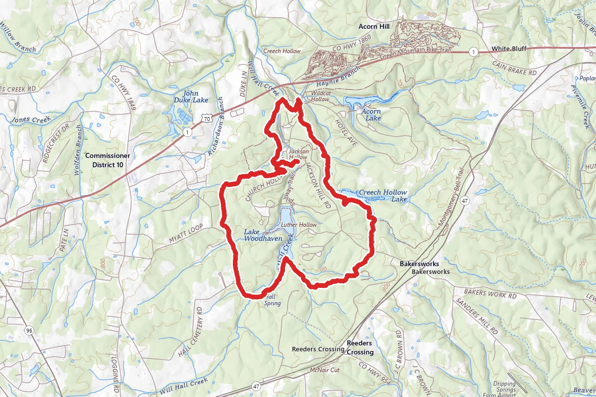 Wildcat to Montgomery Bell and Creech Hollow Trails