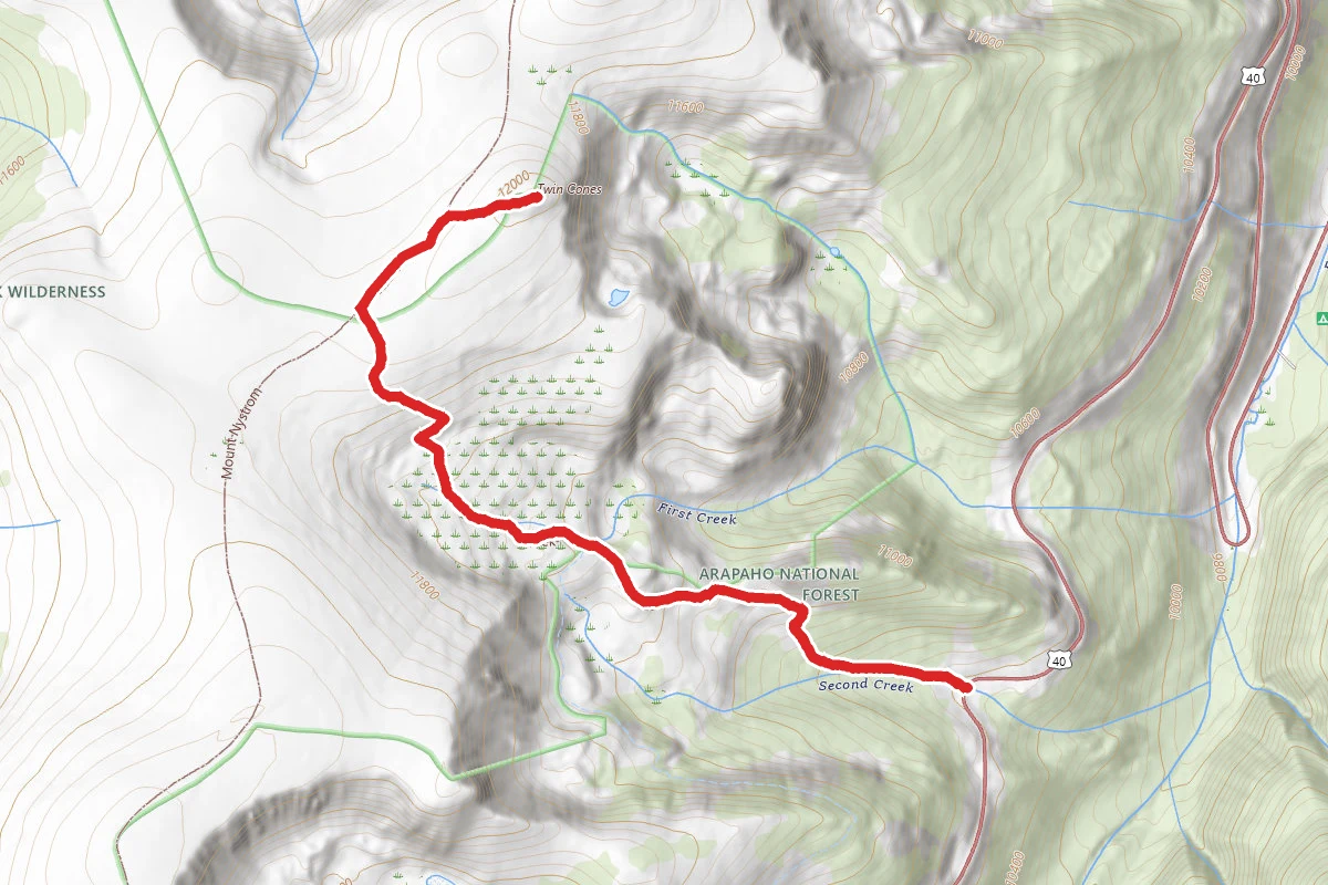 Second Creek Trail to Twin Cones