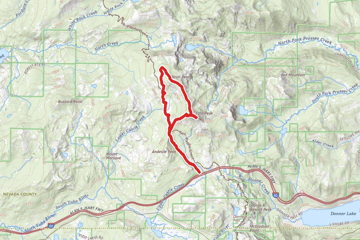 Castle Peak Trail to Pacific Crest Trail Loop