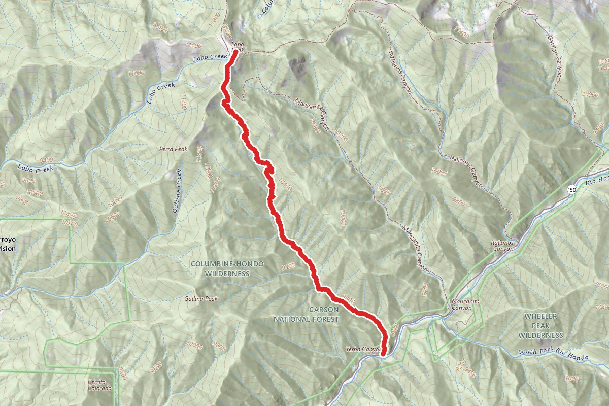 Lobo Peak Via Yerba Canyon Trail
