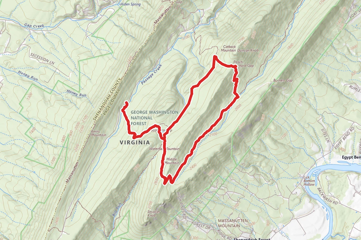 Middle Mountain via Scothorn Gap and Massanutten Trail