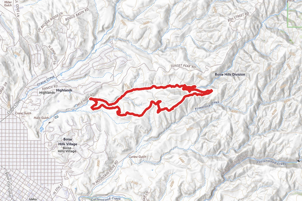 Hulls Gulch Side Winder Loop