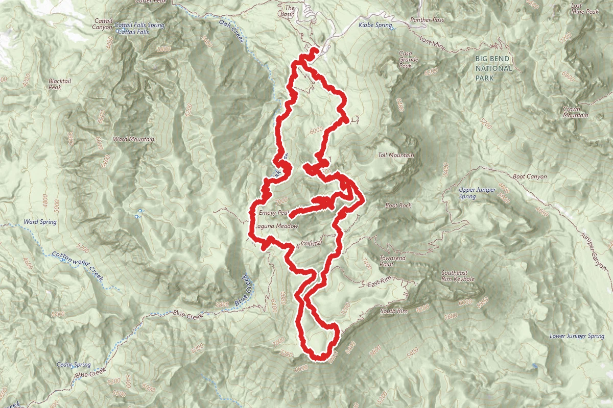 Emory Peak via South Rim Trail and Boot Springs Trail