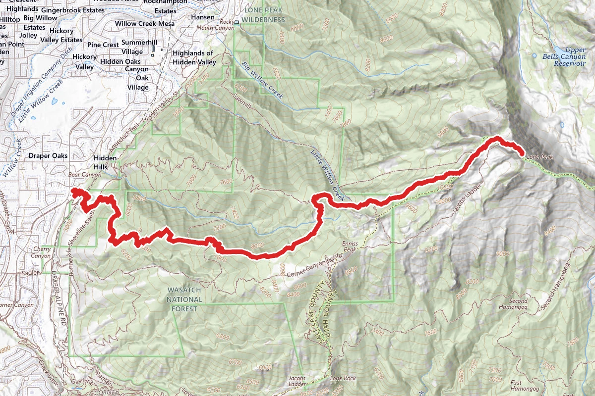 Lone Peak via Cherry Canyon Logging Trail