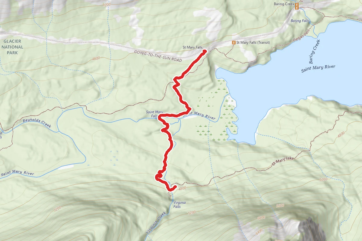 St. Mary Falls and Virginia Falls Trail