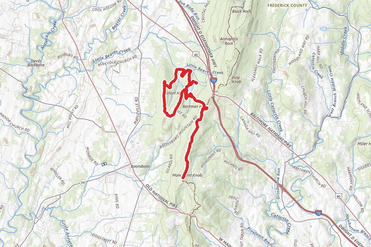 Monument Knob via Big Red and Bartman Hill Trail