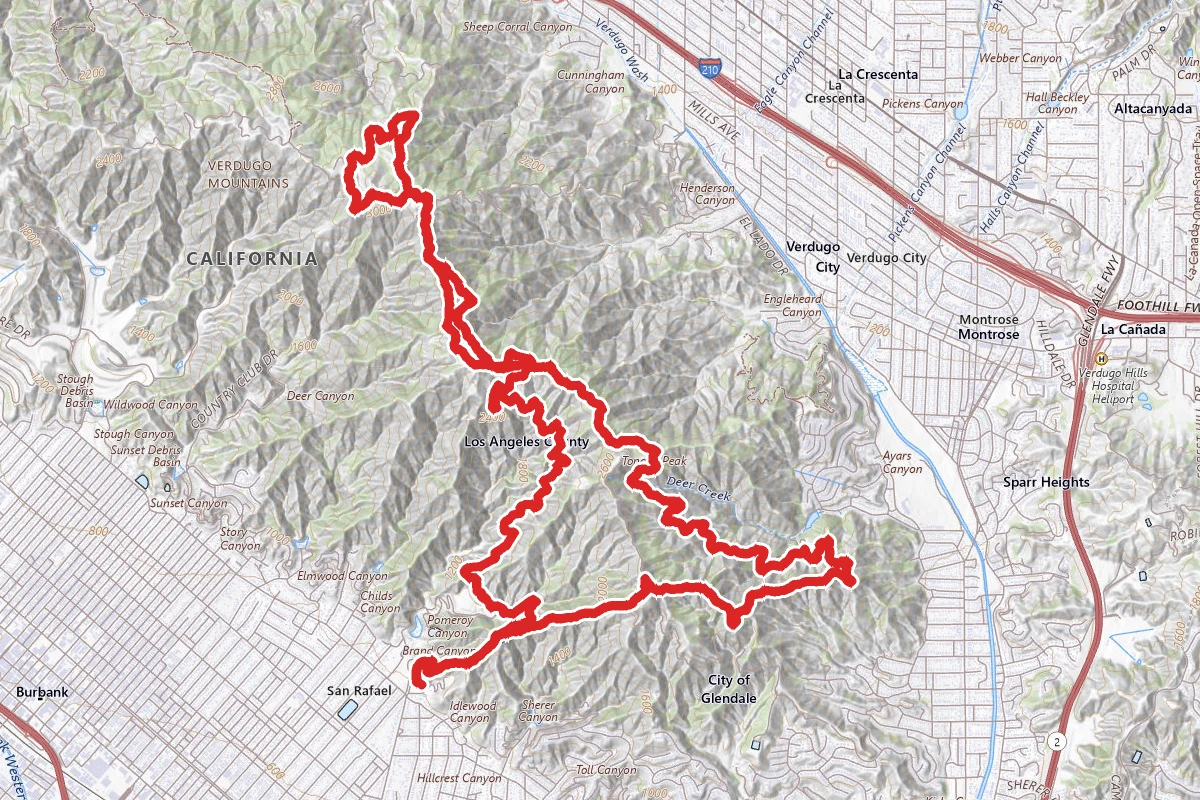 Verdugo Crest Trail and Beaudry Trail Loop