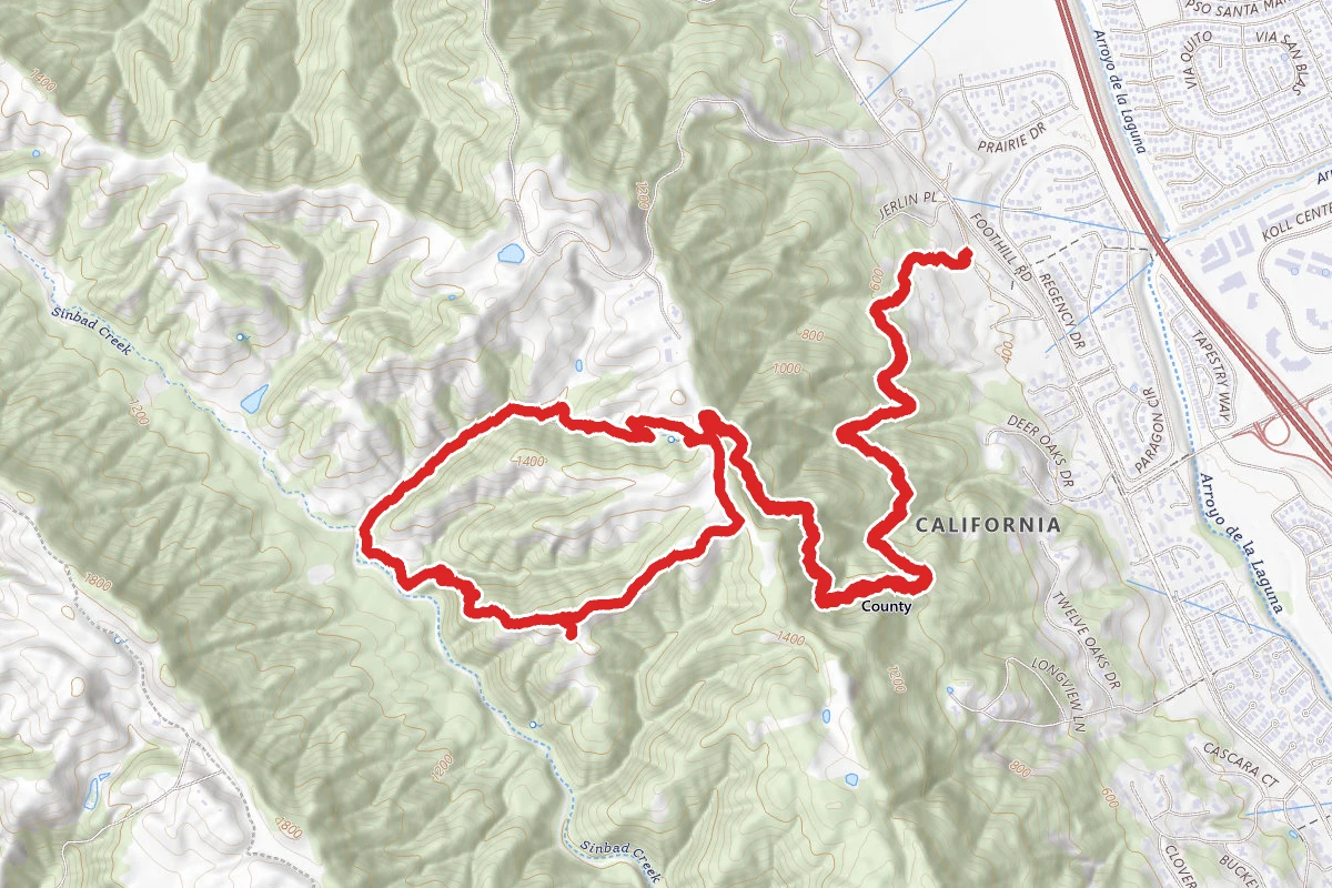 Courdet, Schuhart, Bay Leaf, Shady Creek, Ridgeline Loop