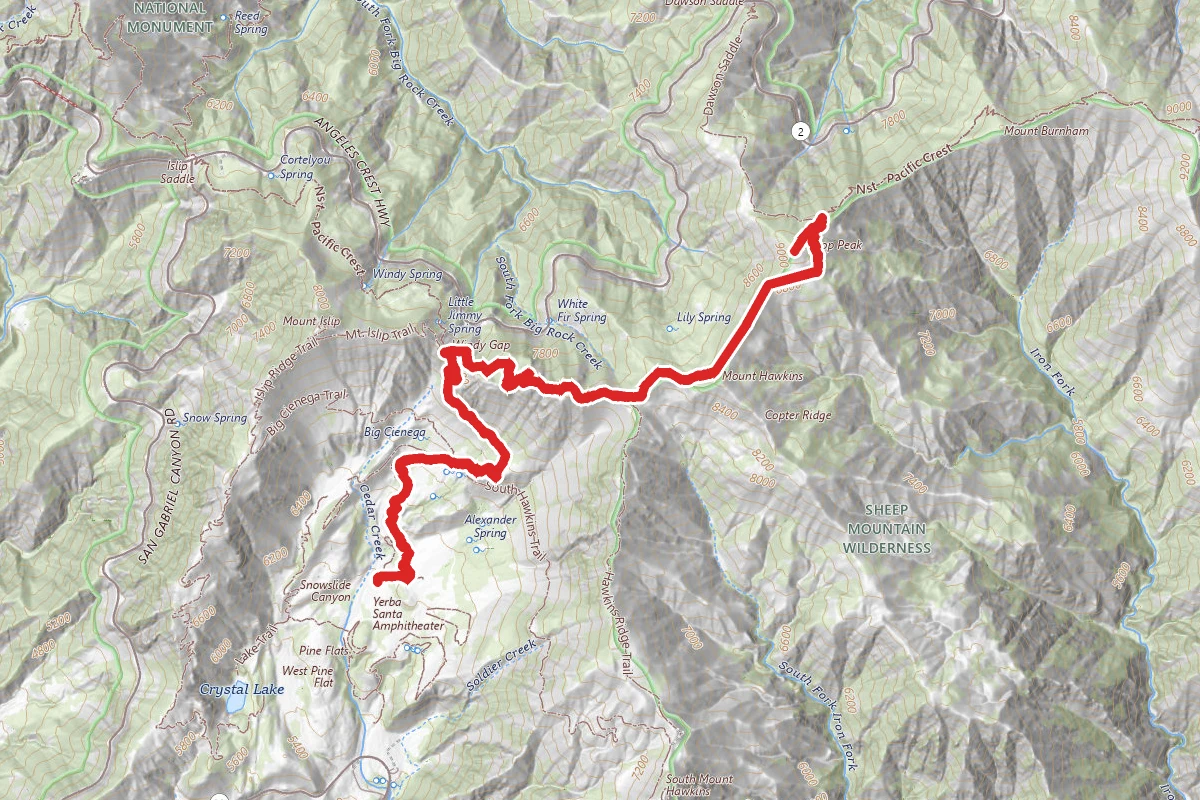 Crystal Lake to Throop Peak