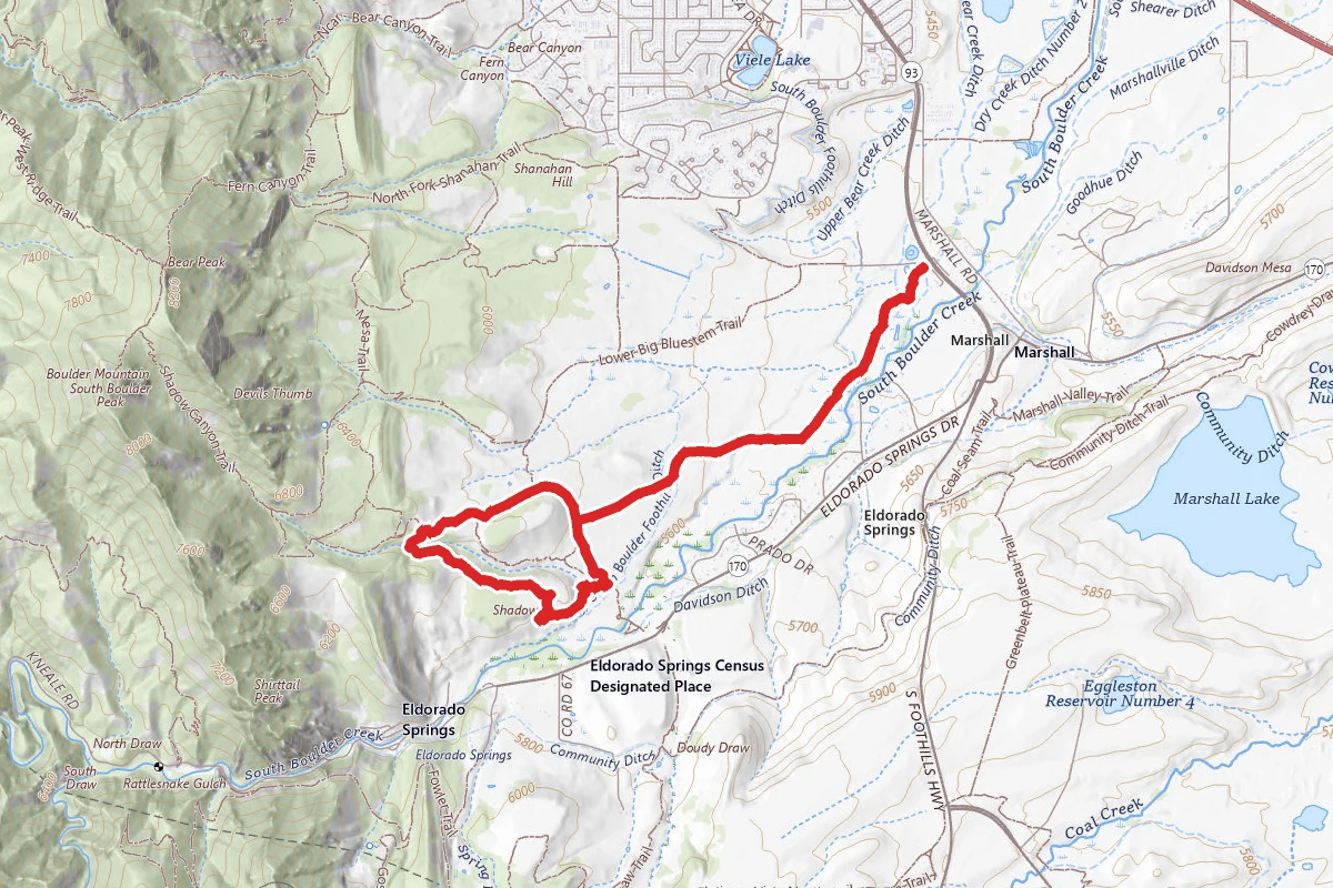 South Boulder Creek West, Mesa, and Homestead Trails Loop