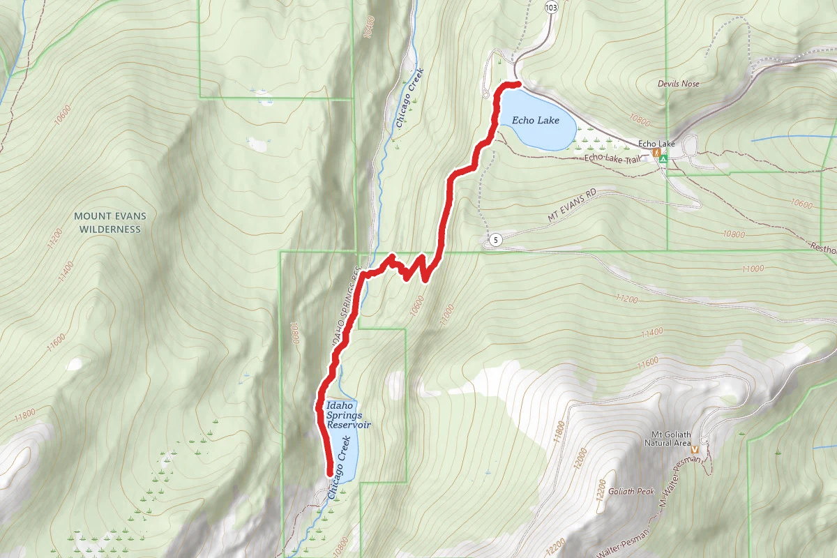 Idaho Springs Reservoir via Chicago Lakes Trail