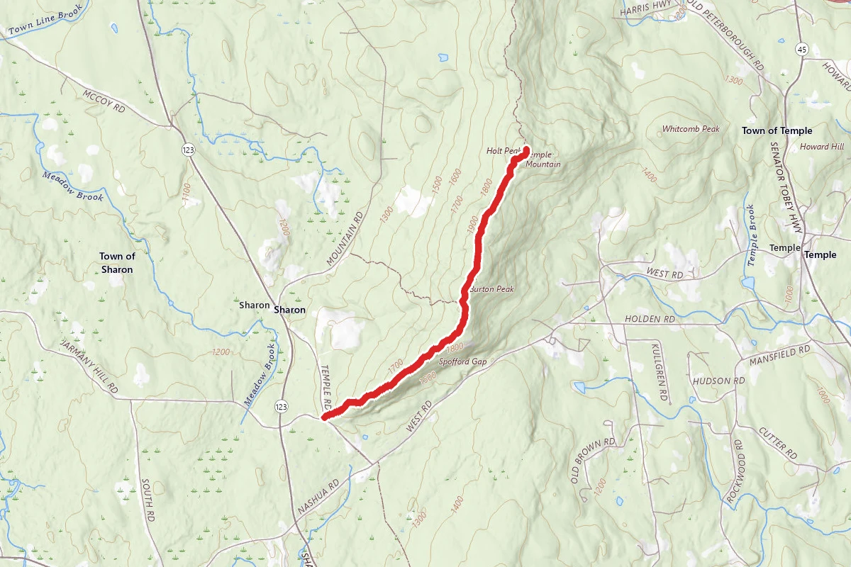 Burton and Holt Peaks via Wapack Trail from Temple Road