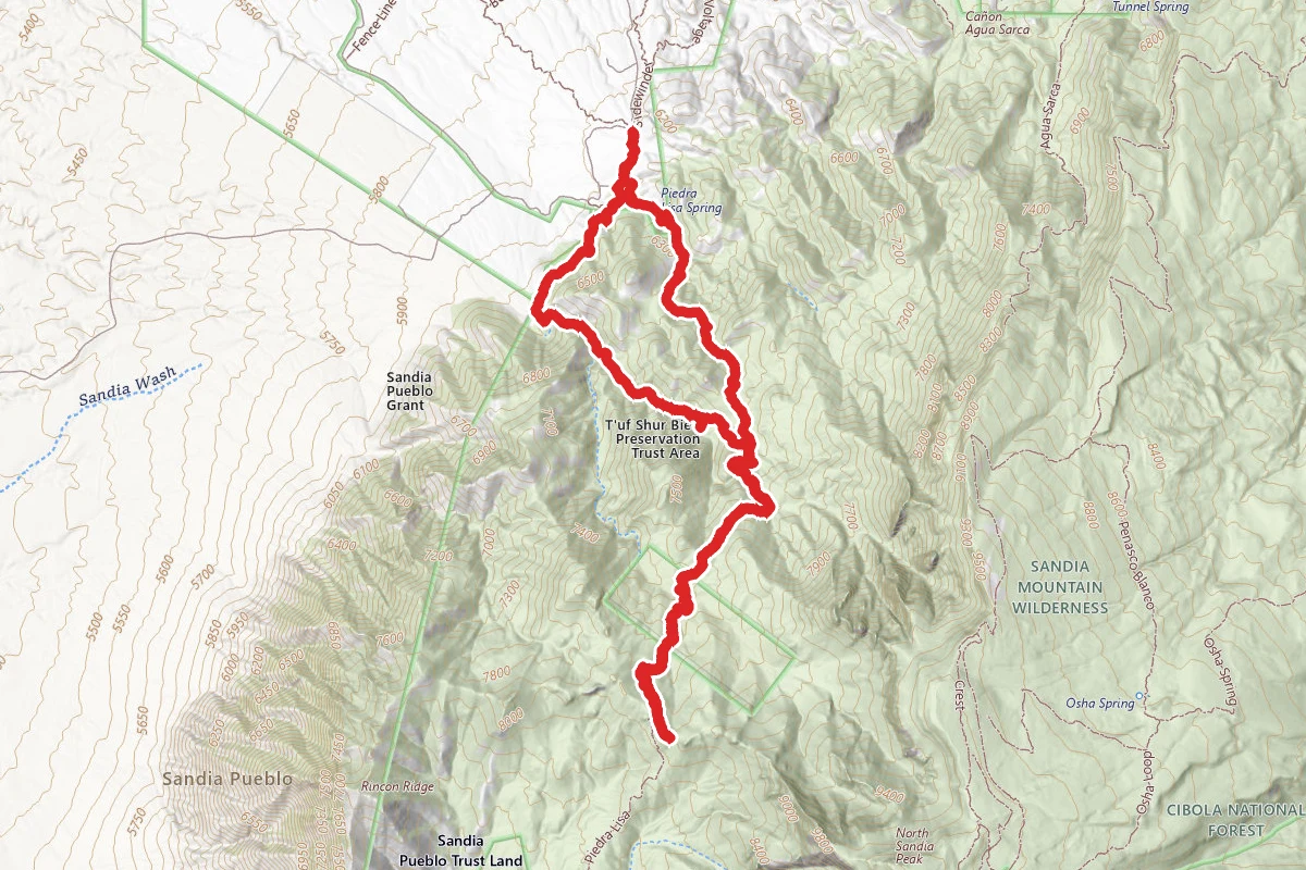 Piedra Lisa #135 and Del Agua #248 Loop via Tightrope Trail #17
