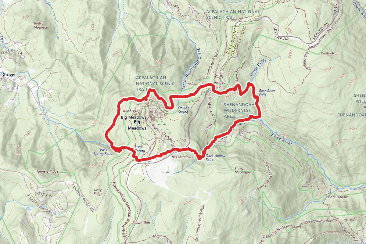 Rose River Trail to Lewis Falls Trail and Appalachian Trail