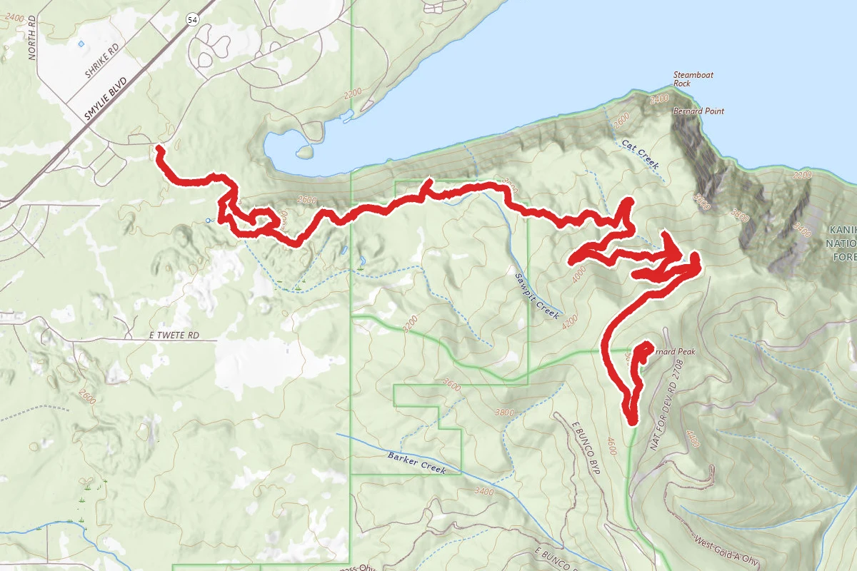 Scout Trail to Bernard Peak route map