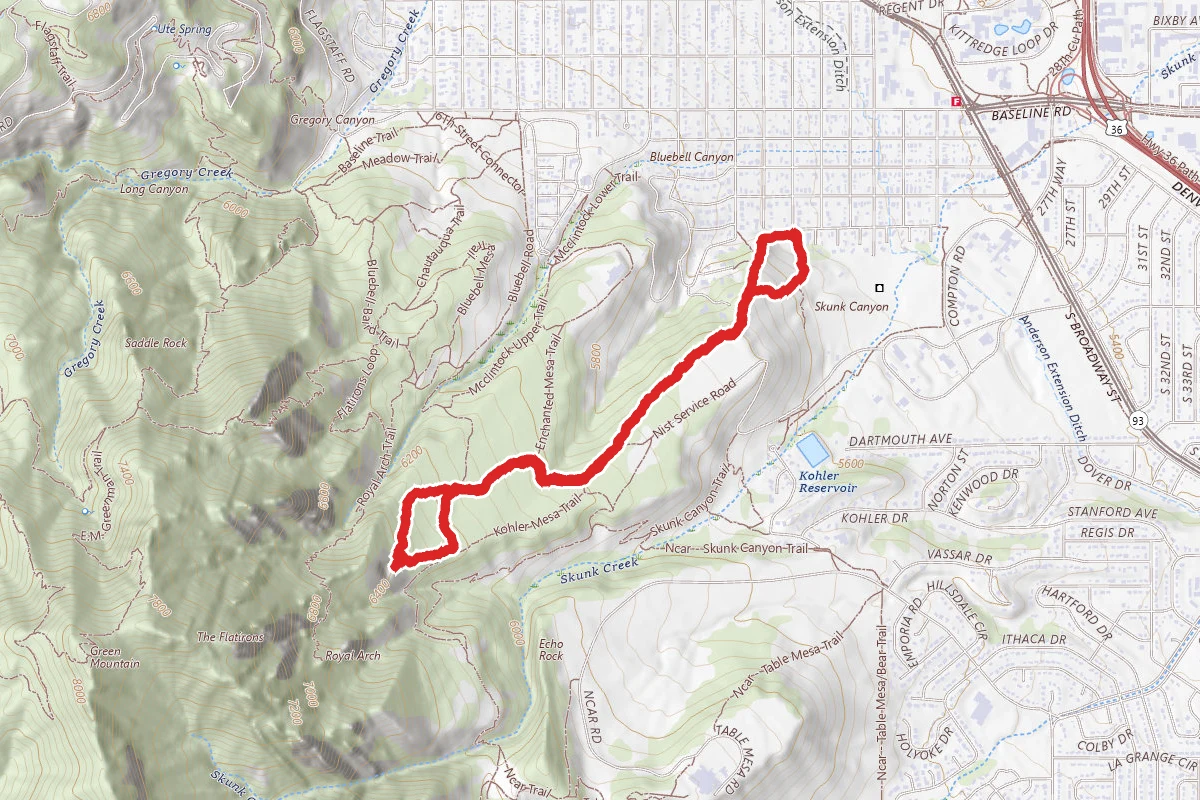 Woods Quarry and Mesa Trail Loop via Four Pines