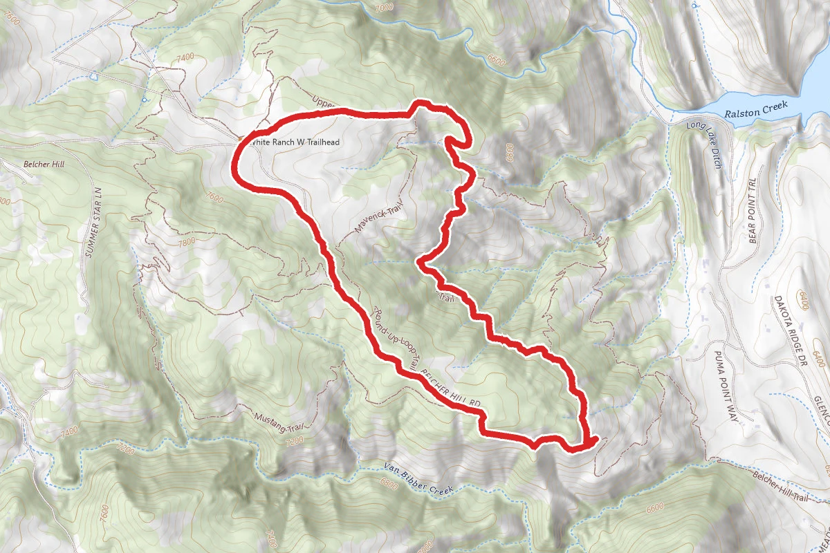 Longhorn Trail to Shorthorn Trail to Belcher Hill Trail to Sawmill Trail Loop
