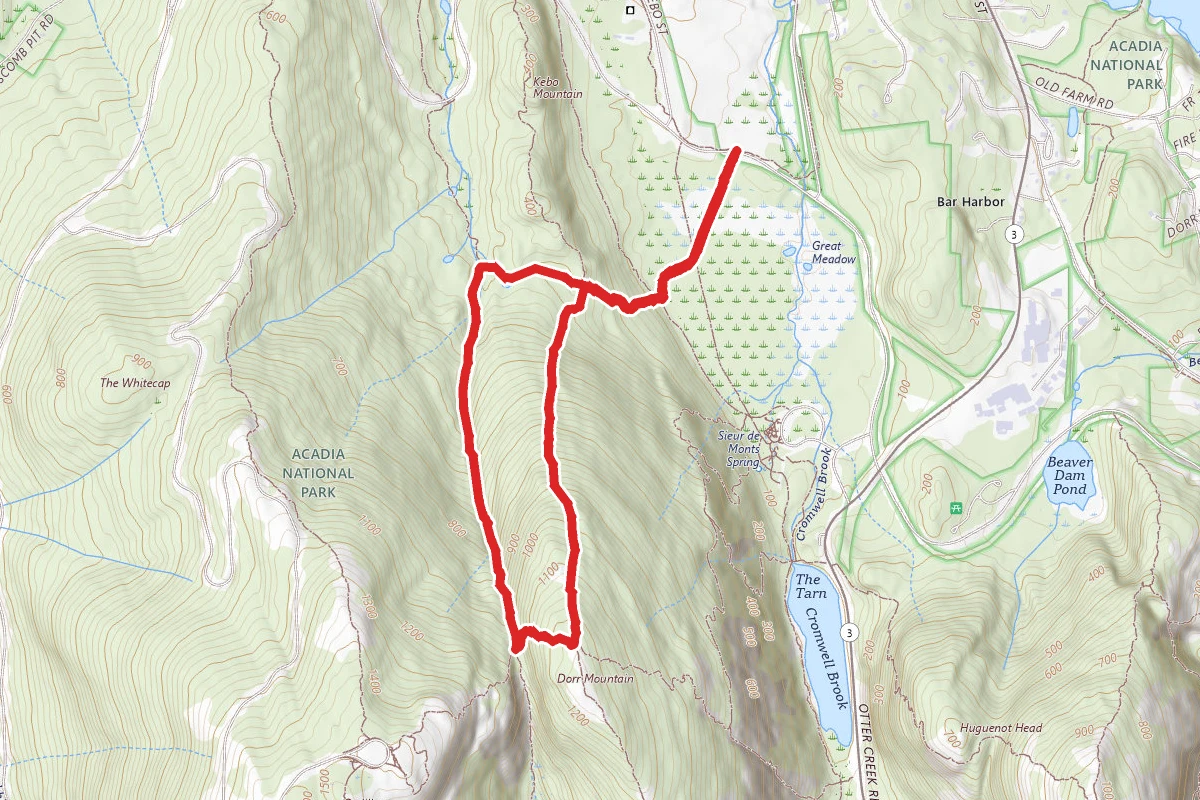 Dorr Mountain North Ridge Trail to Gorge Path Loop