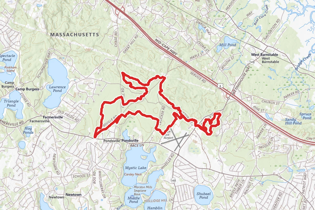 West Barnstable Conservation Area MTB Loop from Crooked Cartway