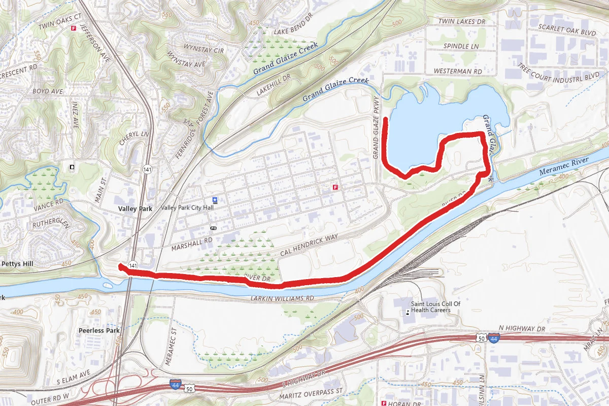 Meramec Greenway to Simpson Park Lake