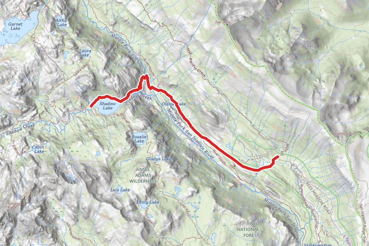 Shadow Creek Trail to John Muir Trail