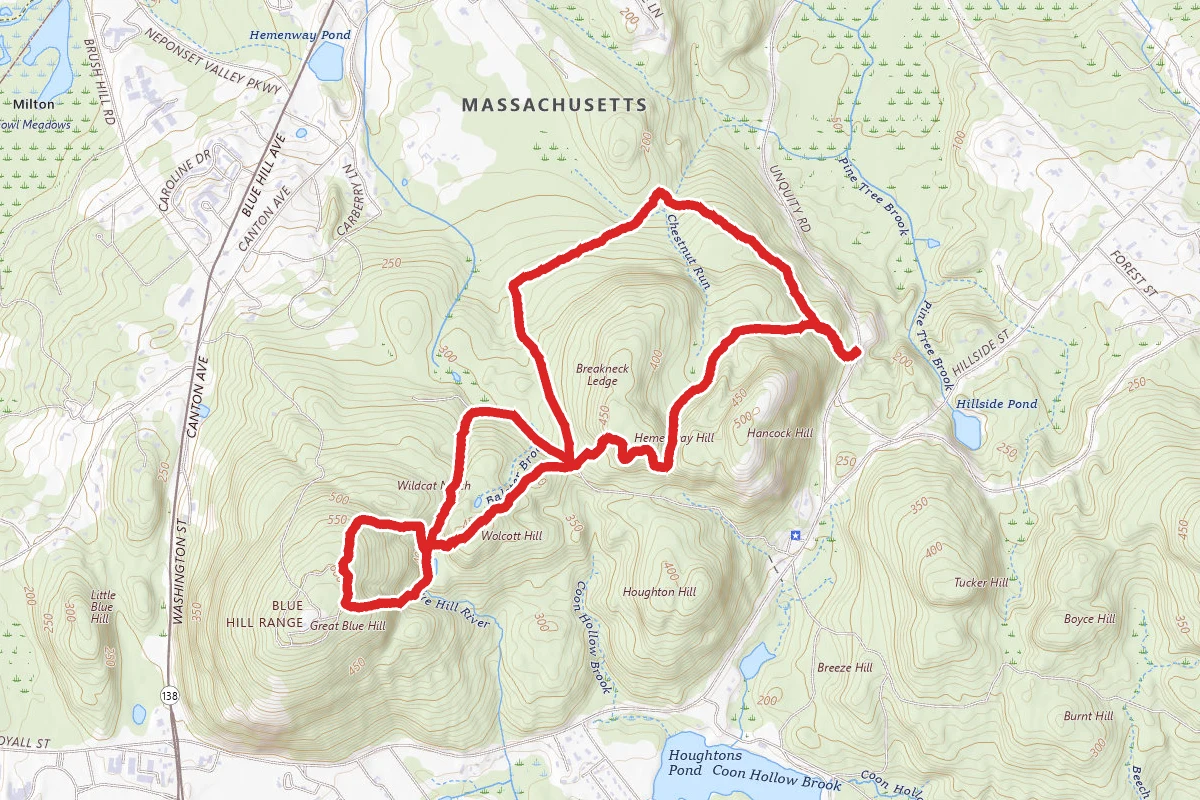 Breakneck Ledge, North and South Skyline Trail, Cotton Hollow Path, and Chestnut Run Path