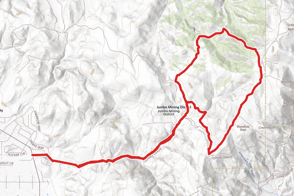 Jumbo Grade Trail route map