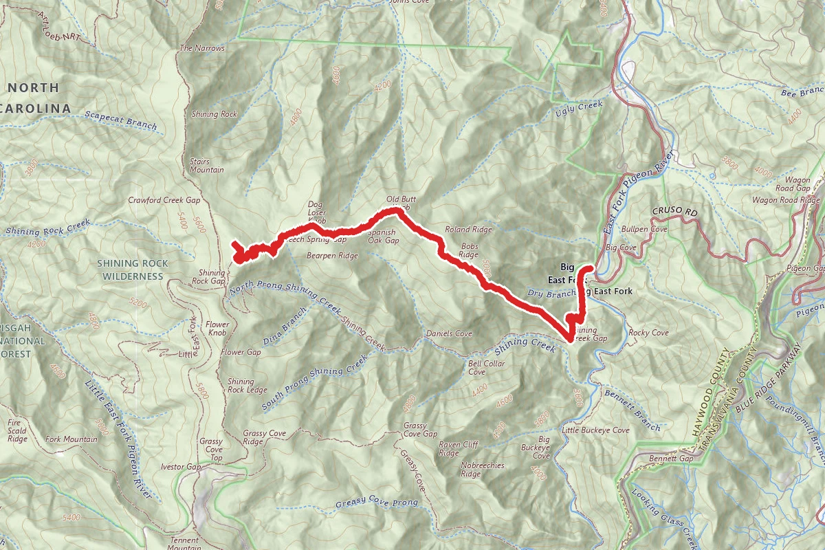 Shining Rock via Shining Creek to Old Butt Knob Trail