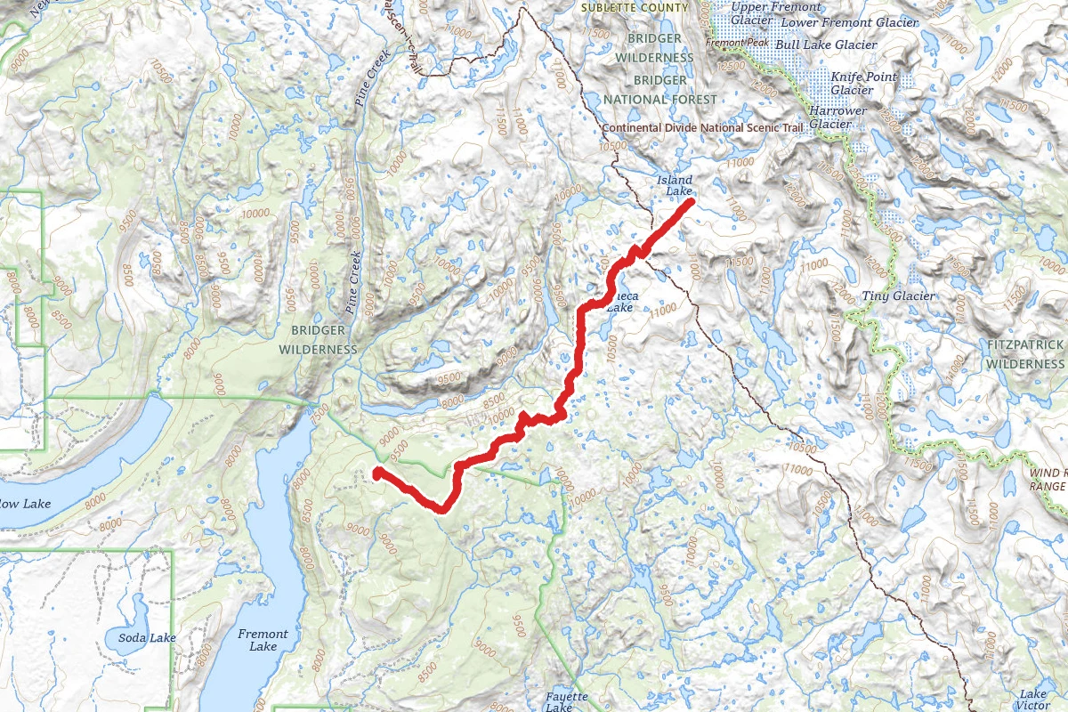 Island Lake via Pole Creek, Seneca Lake, and Indian Pass