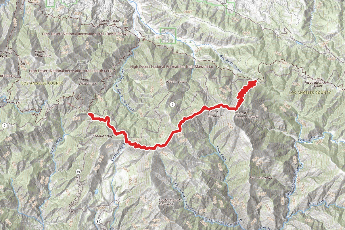 Islip Saddle, Mount Baden-Powell, and Vincent Gap