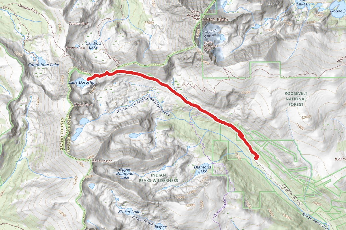 Arapahoe Pass and Lake Dorothy Trail