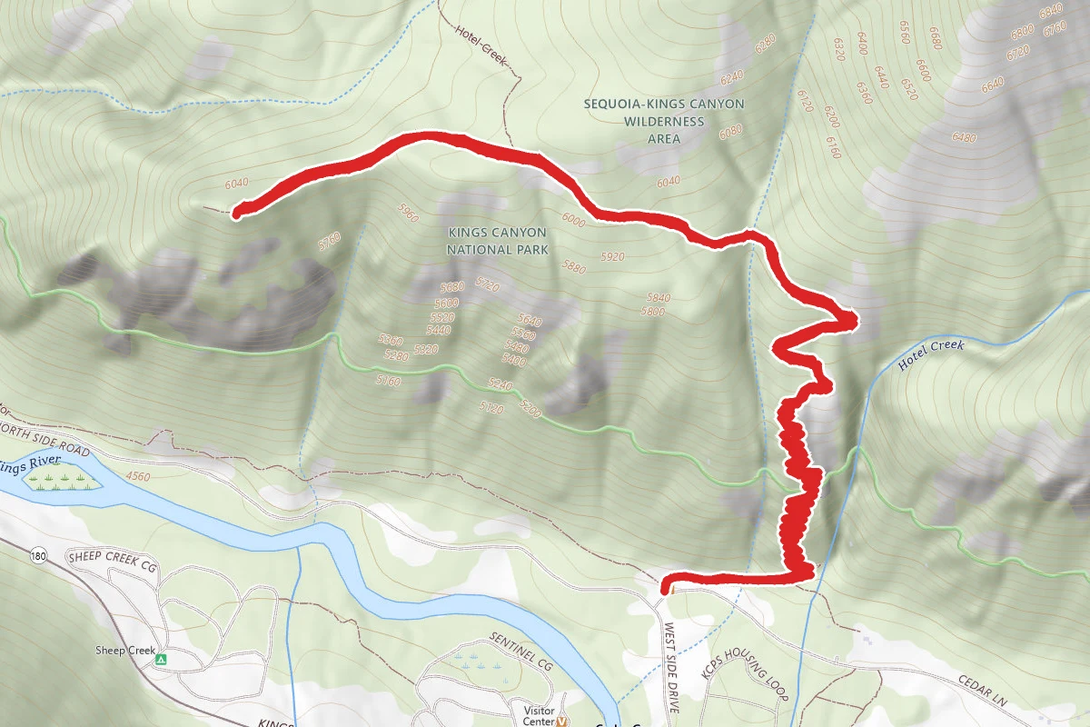 Hotel Creek Trail to Cedar Grove Overlook